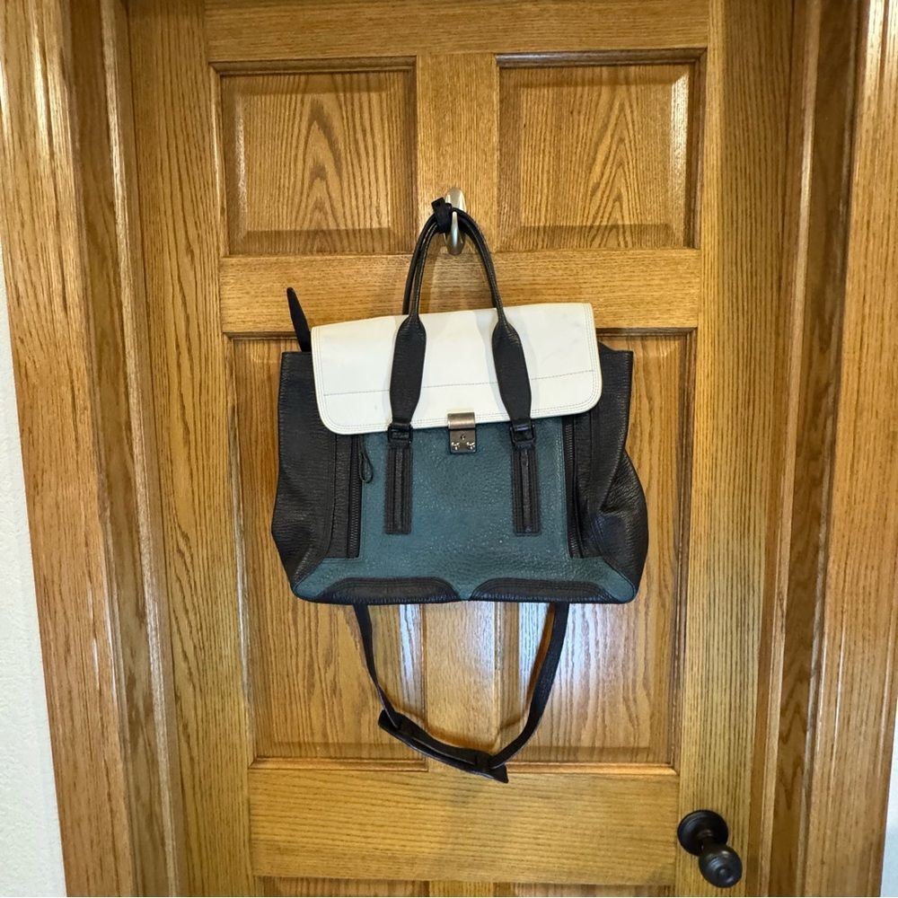 3.1 Phillip Lim Pashli Teal Colorblock Leather Bag